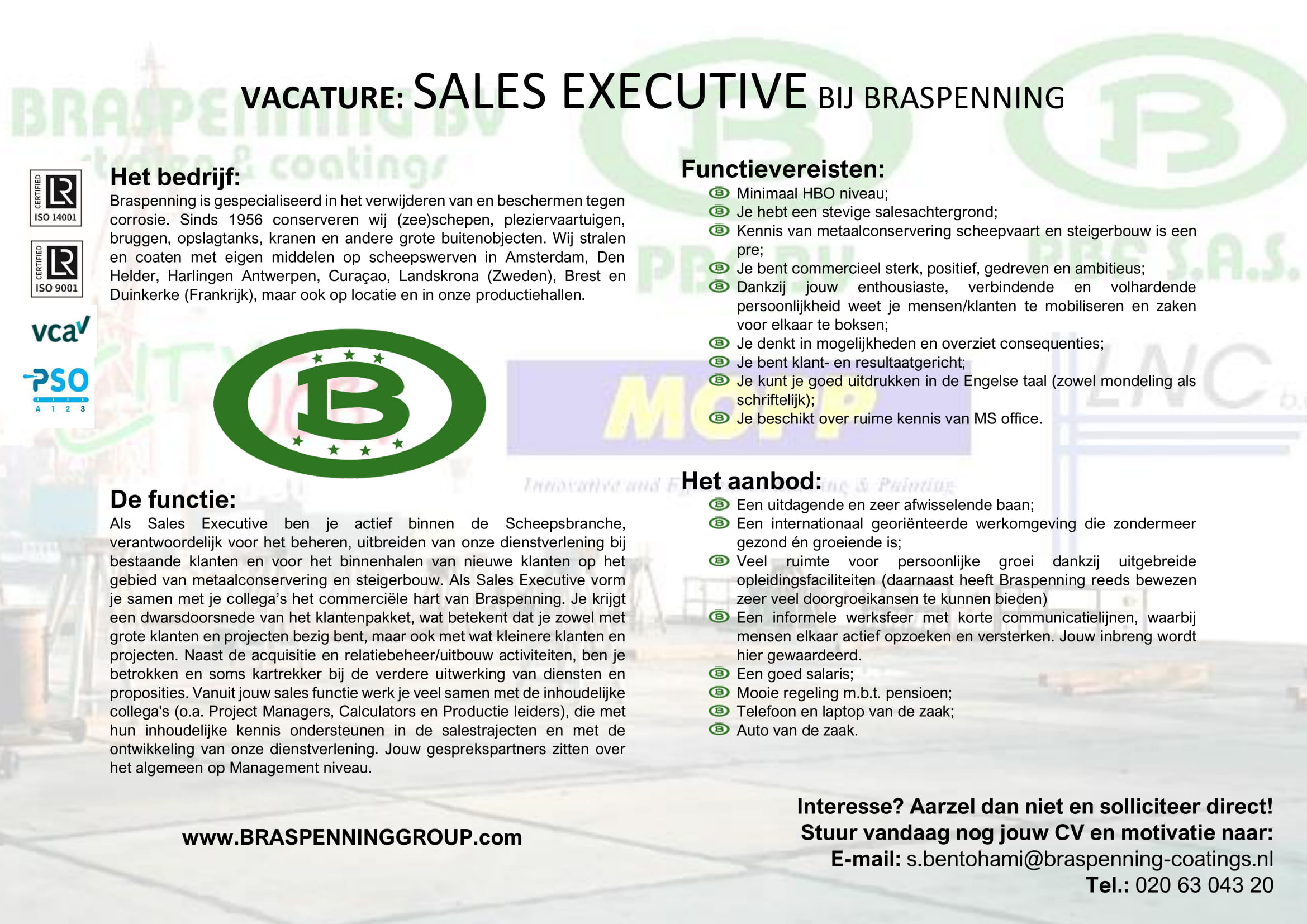 Sales Executive bij Braspenning